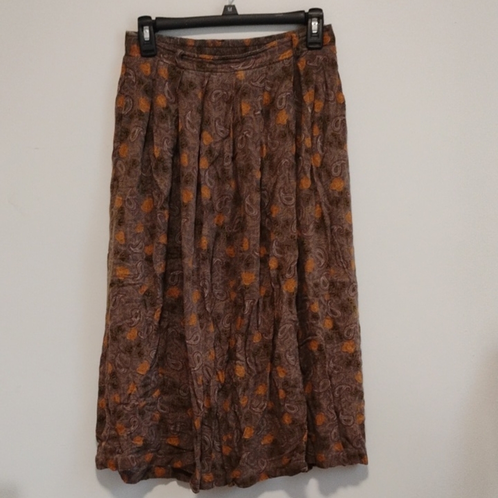 Sag Harbor | Vintage Purple-Grey + Orange Paisley + Floral Maxi Skirt | SP